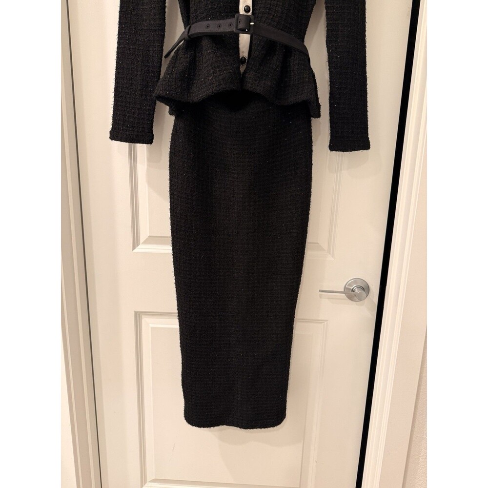 NWOT Self-Portrait BLACK FLORAL TEXTURED KNIT MIDI DRESS, special occasion dress - Picture 10 of 16